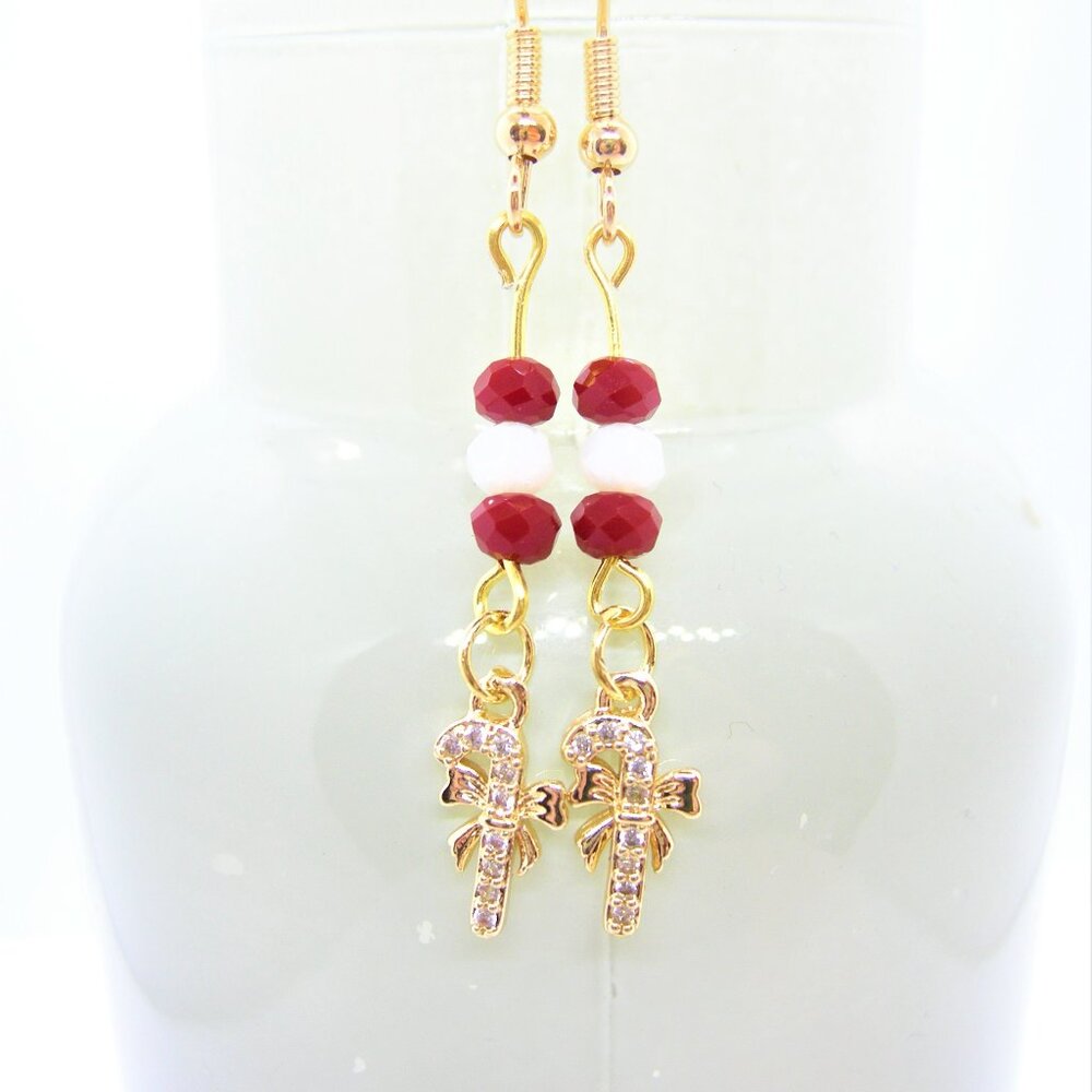 Candy Cane Pave Earrings Swarovski crystal Christmas gifts